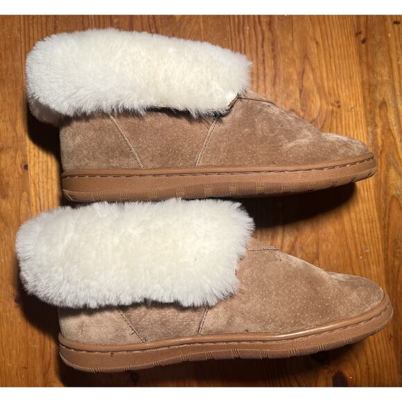 Hammacher Schlemmer Suede Sheepskin Indoor Outdoor Slippers Medium (6.5-7) - Picture 3 of 13